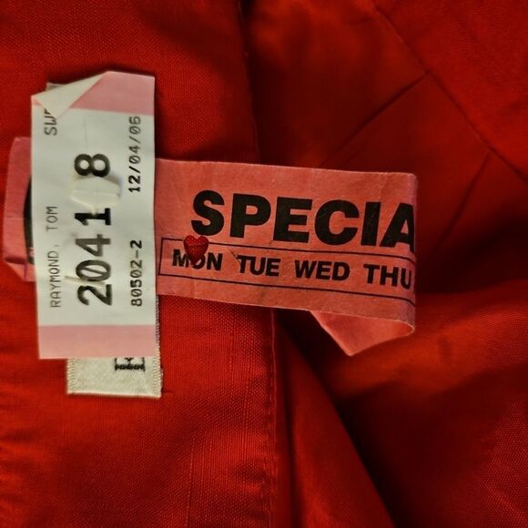 Linda Allard Ellen Tracy silk pencil skirt Red Sz 12 Lined side zip Vintage - Picture 16 of 16